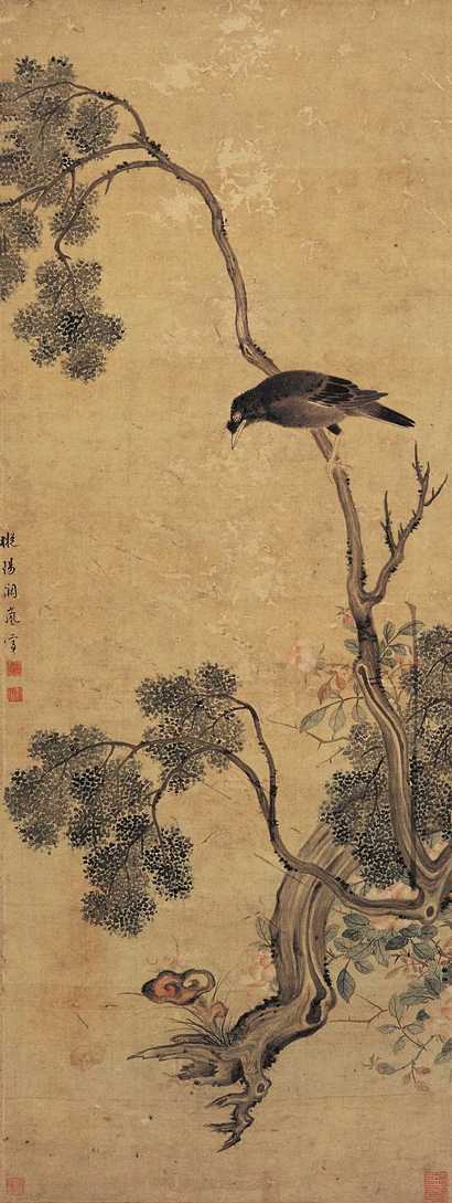 阙岚 花鸟 立轴